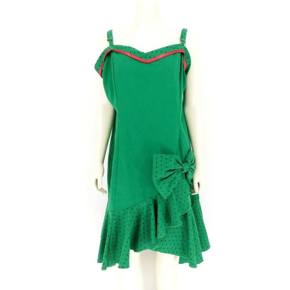 Green Polka Dot Accent Sundress with Bow